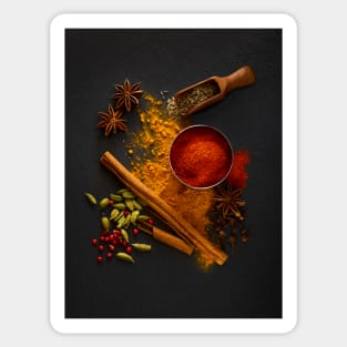 Dried spices on black slate (F020/5548) Sticker